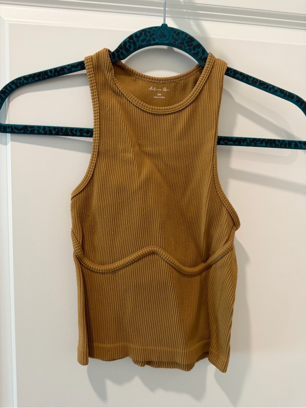 Active USA Ribbed Tank Top in Mustard Brown